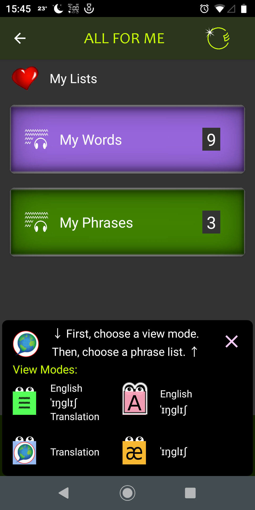 Choosing a view for My Lists