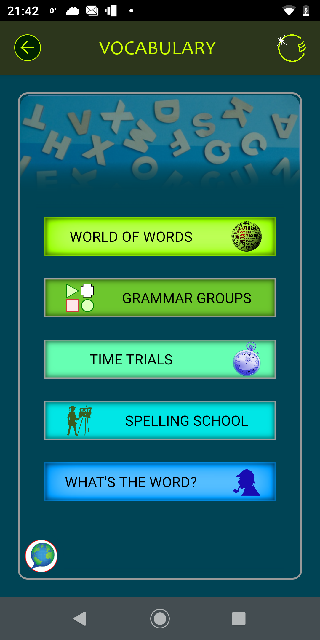 Vocabulary Activities Menu